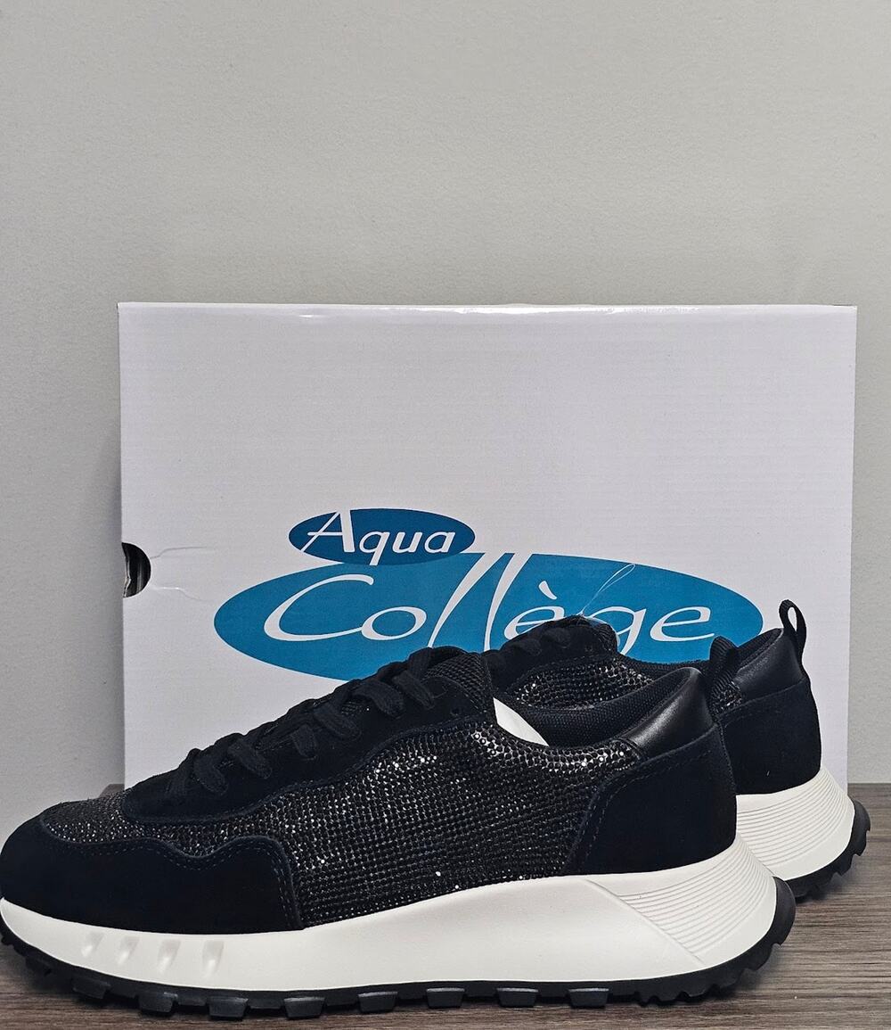 Aqua College Women's Luster Lace Up Low Top Sneaker Size 8.5 Black Multi NWT